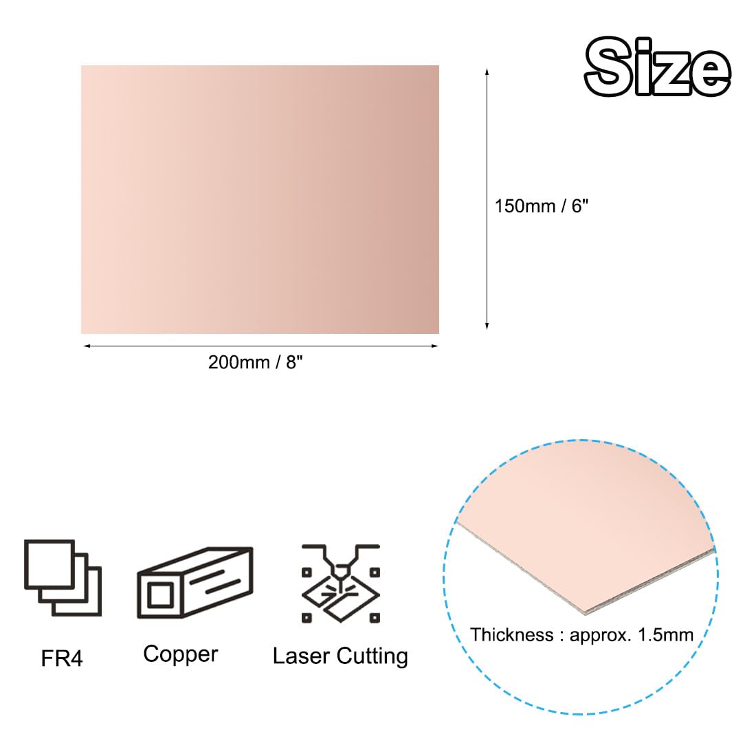 PATIKIL 12 Stück 6x8 Zoll Doppelseitige Kupferkaschierte Leiterplatte FR4 | Kupferbeschichtete Universelle Schaltungsprototypenplatine, 1.5mm Dicke, Für Ätz-DIY PCB Kit