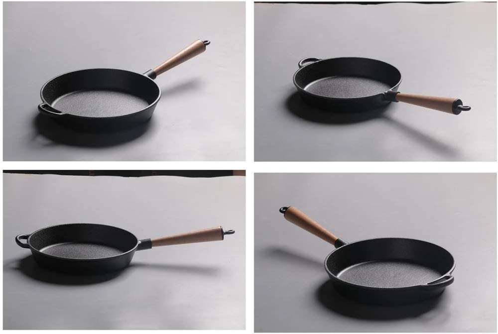 Patelnia Żeliwna, Patelnia Do Steków, Okrągła, Z Drewnianym Uchwytem, Patelnia 22 Cm, 24 Cm, 26 Cm, 22 Cm,26cm