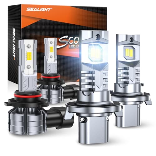 SEALIGHT LED Bulbs Combo for Ford F-150 2004-2014, 9008 H13 + H10 9145 Fog Lights Bulb, Plug and Play LED Upgrade for Trucks, RV Clearance Light Marker Light, Pack of 4