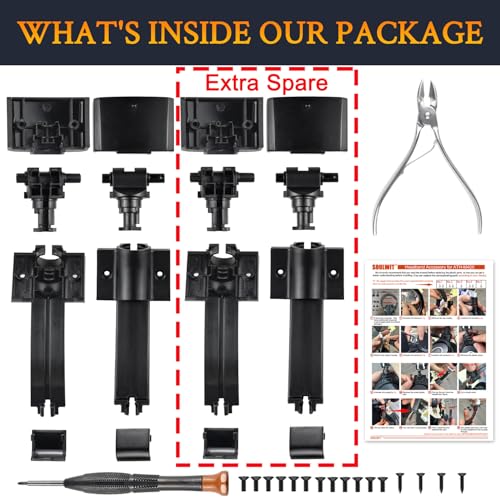 Image of SOULWIT Replacement Headband Hinge Swivel Connectors (2 Sets) for Audio Technica ATH M40, M40X Headphones, End Caps Repair Parts Kit - Black