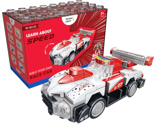 Image of 8-in-1 Super Racing Car White Star (98 Pieces) | Learn About Speed | Building Block Set for Kids Age 6+ | STEM Educational Toy | Build, Collect & Create Robot | Science & Learning Toy