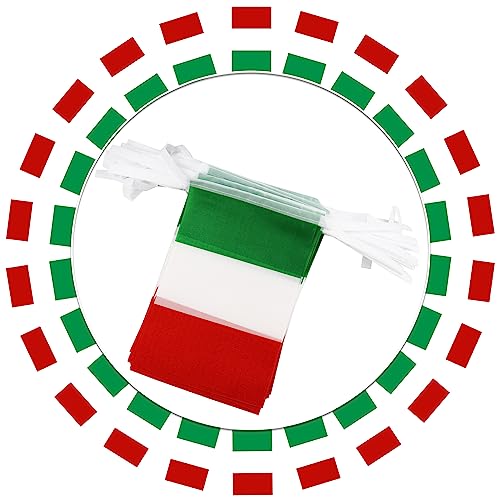 Image of Italy String Flag Pennant Banner - 38 Flags, 42 Feet Small Mini Italian Flags Bunting Banner for Country Decoration, School, Party, Sports Events