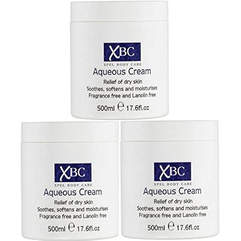 3 x 500ml XBC Aqueous Cream Emollient Large Tub Relief for Dry Skin Cover
