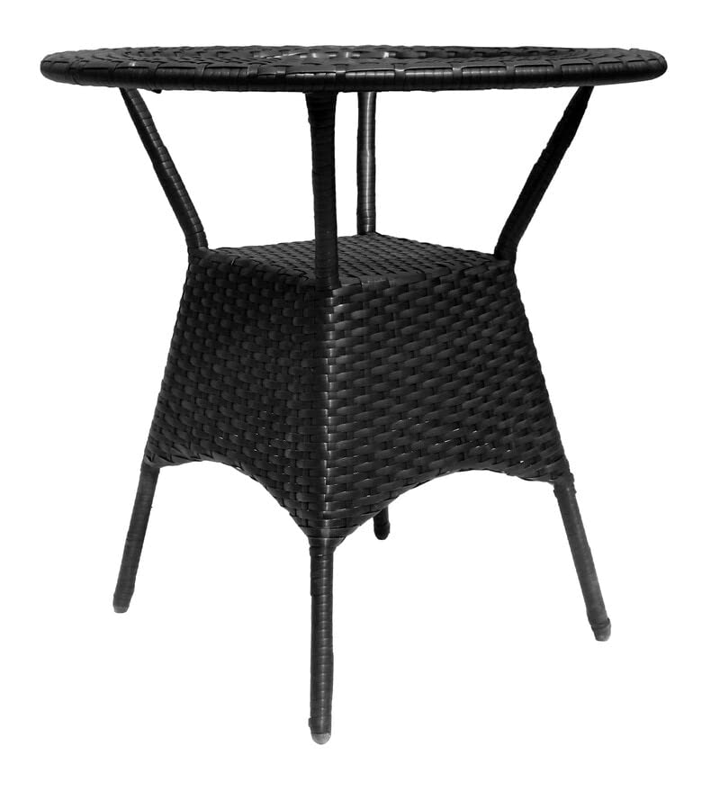 Image of Anaya Decor D-8 Chairs Table Set 4+1 Wicker Patio Furniture Sets 4 Chair and 1 Table with Cushions for Garden Balcony Bedroom Powder Coated Frame Uv Protected Wicker (Black+Red)