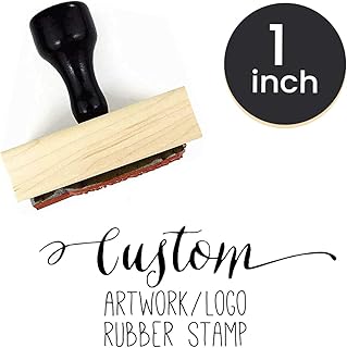 1" 2" 3" 4" Large Logo Stamp - Custom Stamp - Personalized Wood Handle Business Stamp Self-Inking Black Red Blue Black Ink - Custom Round Text Business Stamp Large 1 2 or 3 Inch Stamper (1")