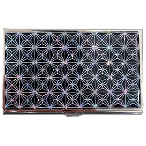 Image of Mother of Pearl Business Card Case Credit Id Name Holder Travel Wallet Art Painting Design Metal Stainless Steel Engraved Slim Purse Pocket Cash Money Wallet (N-Mum Bold)