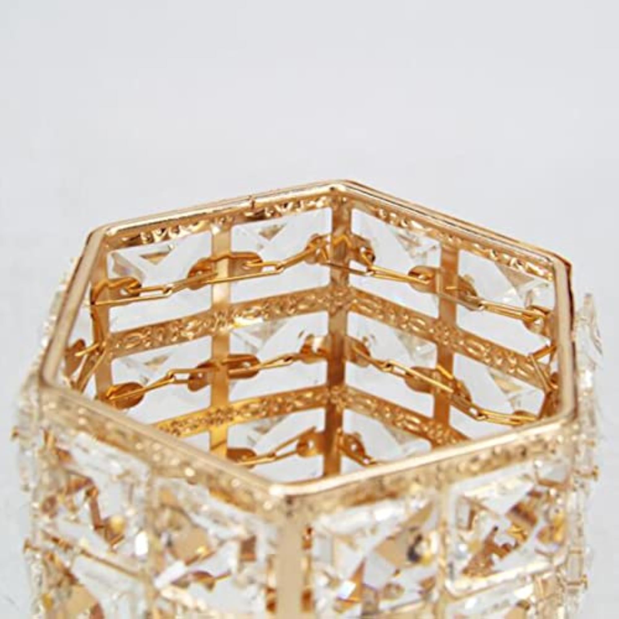 Crystal Makeup Brush Holder, Gold Storage Box