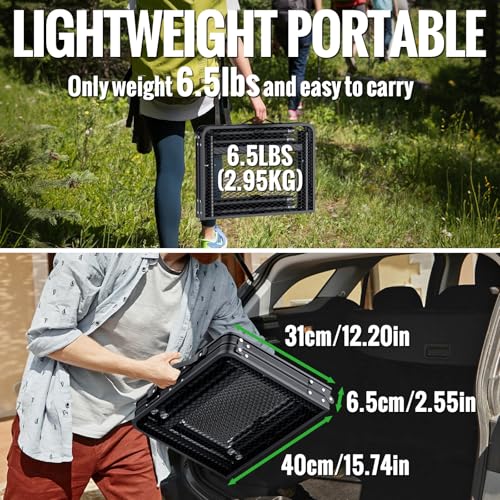 GARLLEN Mesa de Picnic Plegable de Aluminio 23.62"L x 15.75"W, 3 Alturas Ajustables, Max 28" miniatura 5