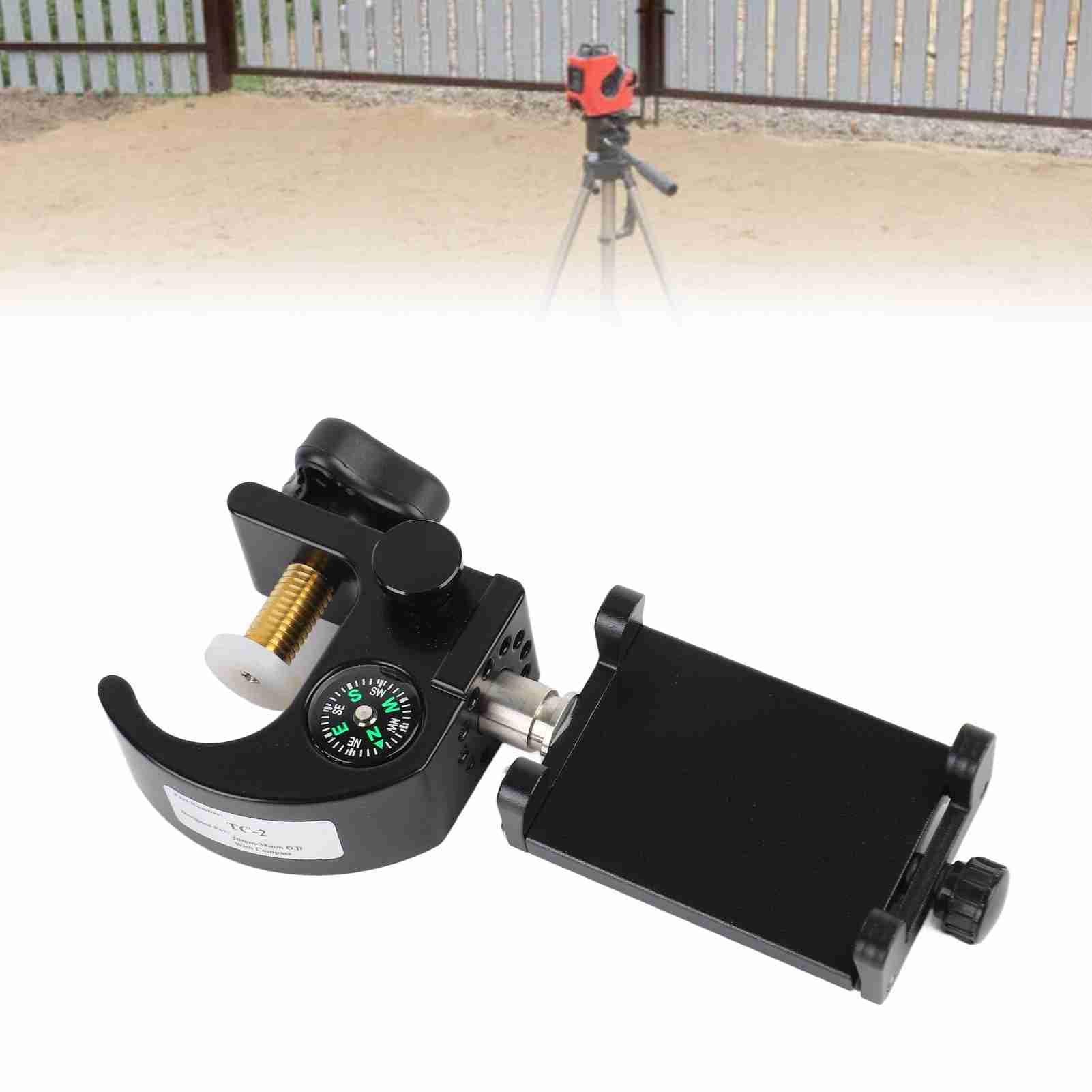 Jeanoko Soporte de Abrazadera para Poste para Colector de Datos GPS RTK con Brújula, Soporte de Liberación Rápida y Ajuste Universal para Tareas Topográficas Aleación de Aluminio para Estudios RTK