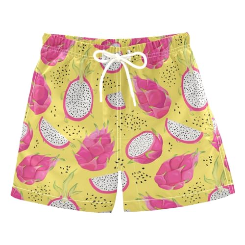 Dragon Fruits Boys Swim Trunks Summer Drawstring Toddler Watercolor Swim Board Shorts Boys Bathing Suit Beach Vacation 4 Multi