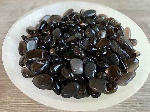 Image of 2 oz Lot Natural Black Obsidian Semi Tumbled Gemstone Chips, Crushed Mini Crystals, Undrilled Crystal Chips (Black Obsidian)