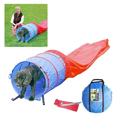 PAWISE 11434 Agility Dog Tunnel Bag Tunnel 5 Meter Red/Blue Cover
