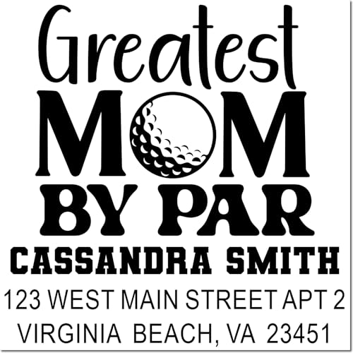 Image of Golfing Mom Tribute, Mom Tribute Rubber Stamp - Personalized, Inked for Golf Enthusiasts, Unique Gift, Moms, Standard 1-5 /8 Square, Wood Handle, Custom