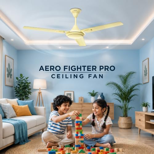 Image of Intex Aero Fighter Pro 1200MM Ceiling Fan | 380 RPM High Speed | 215 m /min Air Delivery | 14 Pole Motor | Double Ball Bearing | Inverter Compatible | Low Noise | Energy Efficient | Ivory