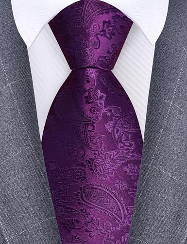 Image of GUSLESON 3.15 inch(8cm) Fashion Paisley Ties Mens Woven Jacquard Necktie for Wedding