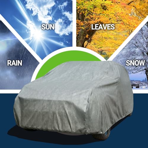 Image of Season Guard All Weather Waterproof SUV Car Cover, 7-Layer Non-Woven Cotton SUV Covers for Automobiles Car Snow Cover, Full Exterior Covers, Winter Rain Sun, Grey, Size SUV S3 207 inch-230 inch