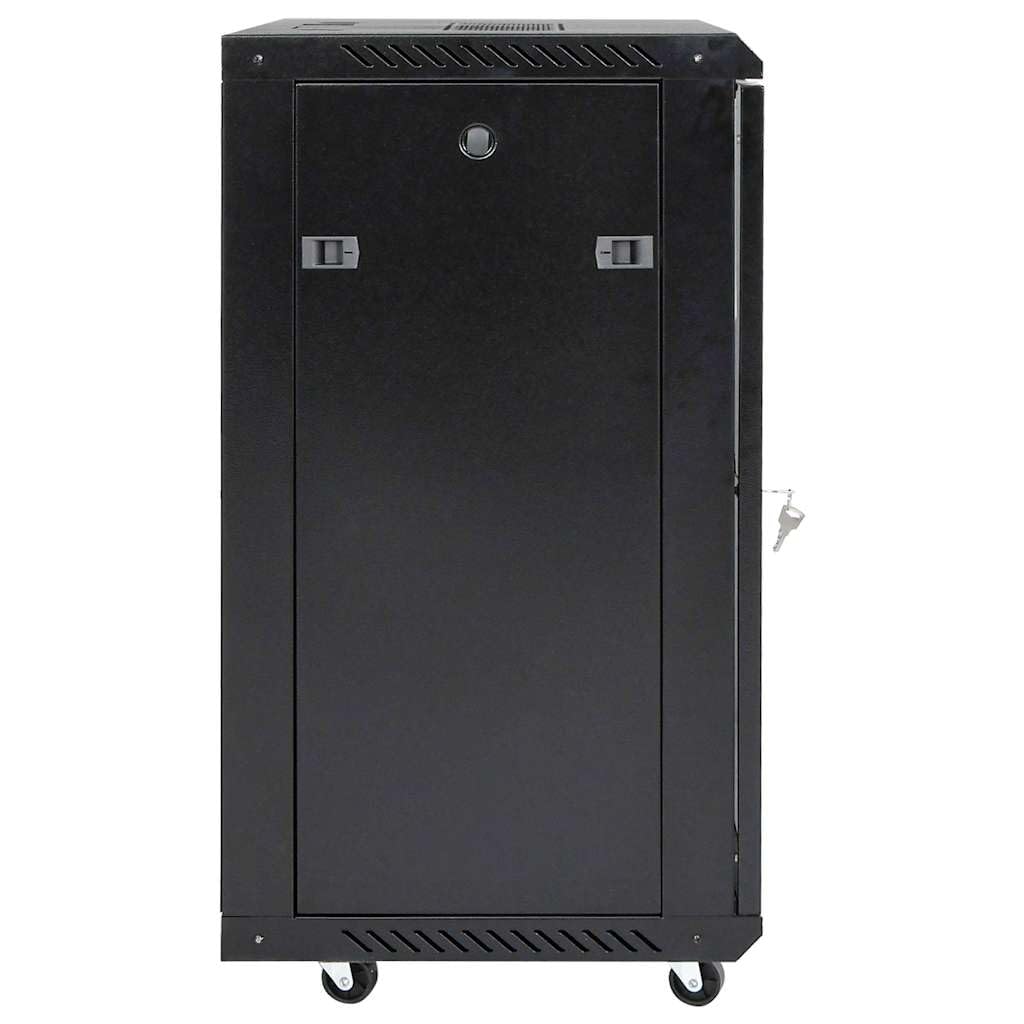 15U Armadio di rete da 19 pollici, IP20, nero, in acciaio laminato a freddo, 60 x 45 x 86 cm, con porta in vetro richiudibile, per rete domestica, ufficio e home office