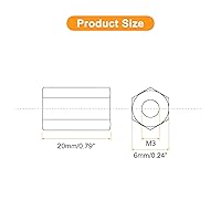 Vista 2 de uxcell Tuercas de acoplamiento M3 x 0.5 de paso de 0.787 in de longitud, 5 tuercas de acoplamiento de varilla hexagonal métrica de acero inoxidable