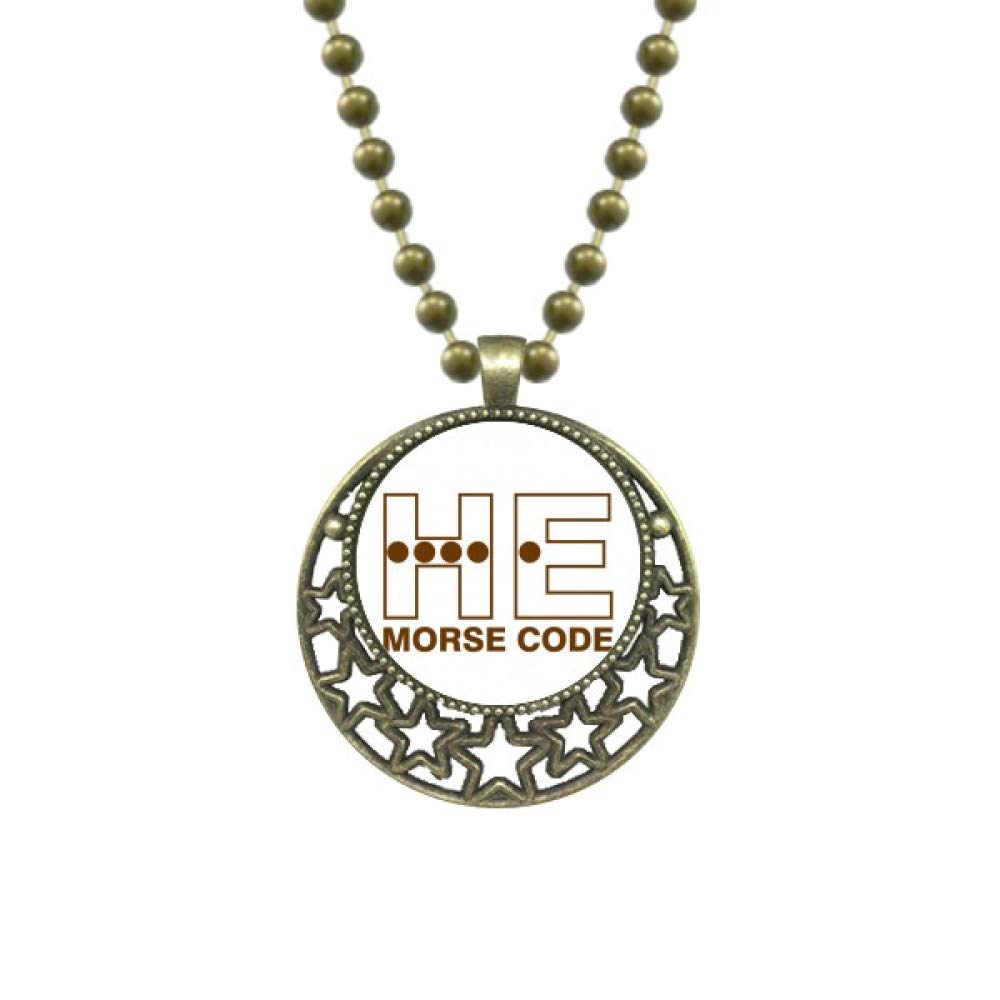 Morse Code He Point-Line Expressions Pendant Star Necklace Moon Chain Jewelry