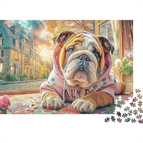 Puzzle de Bulldog Inglés para adultos, rompecabezas de 1000 piezas divertido y colorido