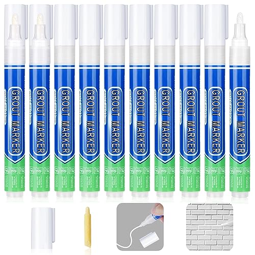 Flintronic Stylo Joint Carrelage Blanc, 10PCS Stylo de Carrelage à Coulis, Imperméable Marqueur Joints, Rénovateur de Coulis Blanc pour Salle de Bain,...