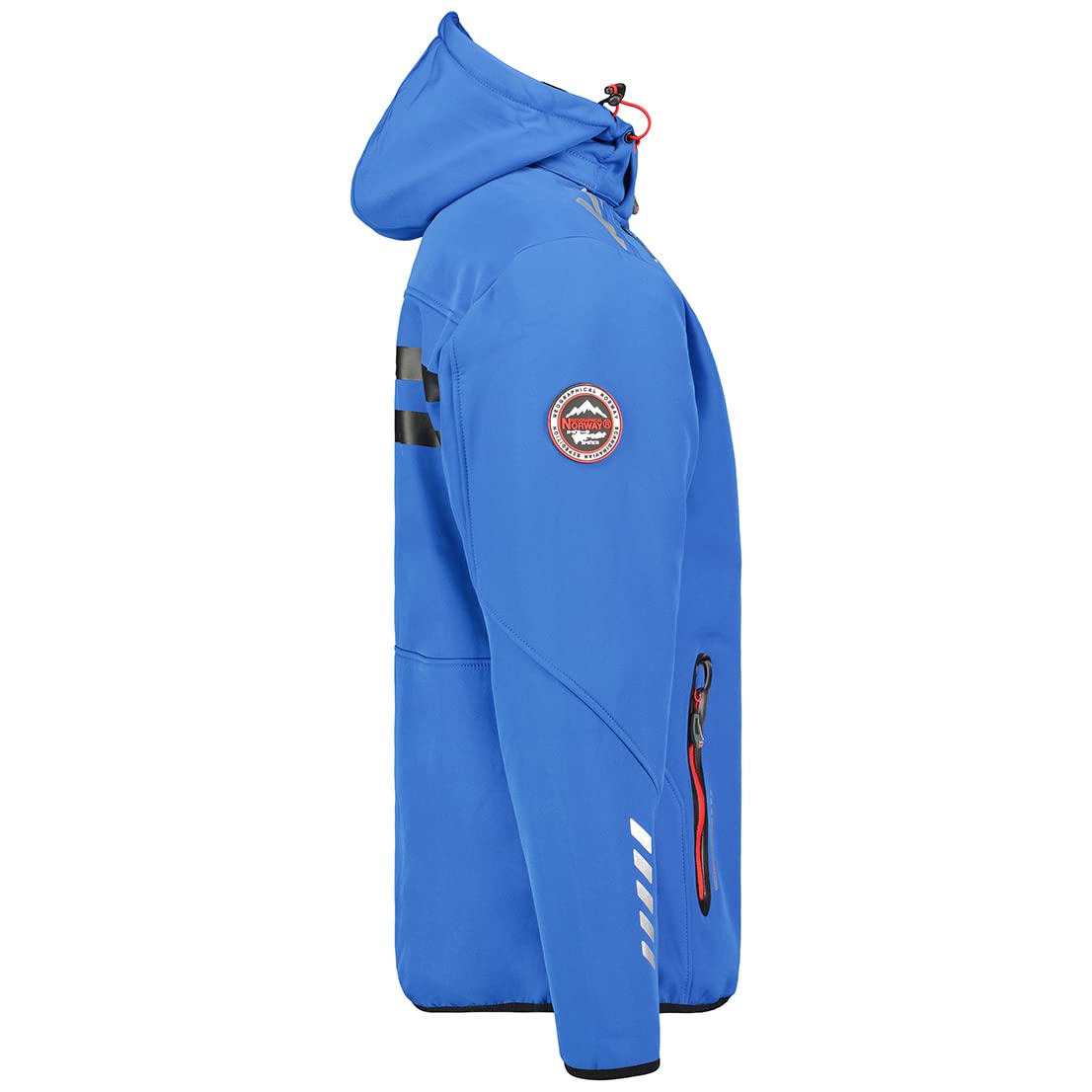 Geographical Norway Royaute Men Męska kurtka z kapturem Softshell Wodoodporna - taktyczna kurtka outdoorowa - piesze wycieczki narciarskie jesień zima wiosna (królewski niebieski, L)