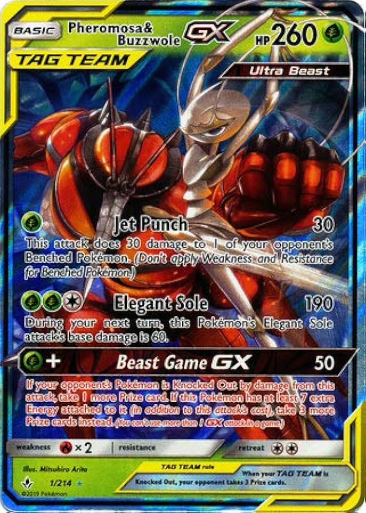 ポケモンカードゲーム Pheromosa & Buzzwole-GX Pokemon pojedyncza karta PHEROMOSA & BUZZWOLE GX 1/214