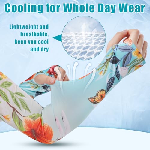 Image of Bebila Gardening Sleeves for Women Farm UV Sun Protection Anti-Scratch Cooling Sleeves with Thumb Hole Arms Cover Outdoors