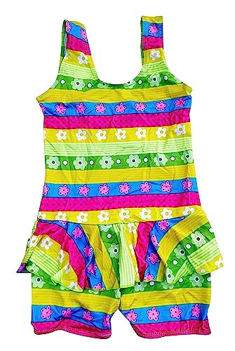 Image of One Piece Girl's Synthetic Digital Printed Swimming Costume in Frock Style.