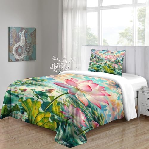 Housse de couette fleur de lotus 3D anti-plis en microfibre douce - 5