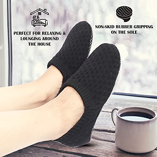 Image of Footmate Anti Skid /Slip Slipper Socks (2 Pair Pack) - Lightweight Rubber Grip Slippers Sock For Women & Men | Ultrasoft Comfort Slipper Shoes For Office, Home, Outdoor & Indoor