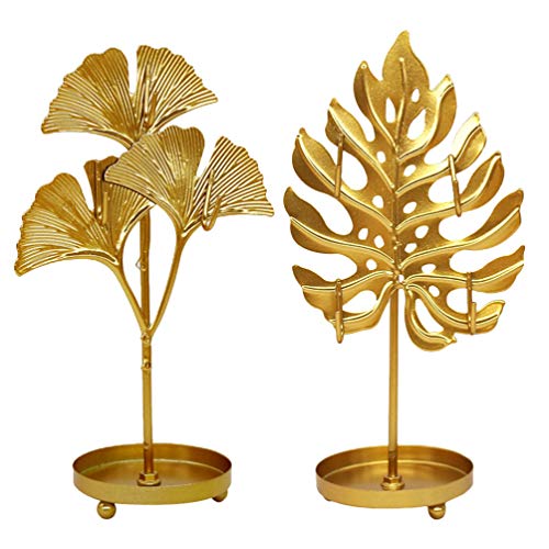 DOITOOL Necklace Earring Display Racks 2pcs Leaf Design Fashion Jewelry Holder Stands Simple Creative for Home/Shop