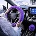 SEG Direct Furry Car Steering Wheel Cover with Fluffy Gear Shift Cover Soft Warm Non-Slip Car Decoration for Women Girls 2 PCS Set, Purple