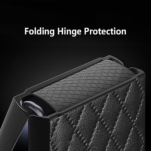 Image of BOUNCEBACK Vegan Leather Case /Cover with Rubber Hinge Cover for Samsung Galaxy Z Flip5 / Galaxy Flip 5 Case Cover - (Leather | Black)