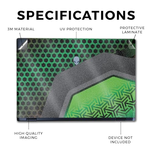 Image of Glossy Glitter Laptop Skin Compatible with Alienware M16 R2 (2024) - Hex Green - Premium 3M Vinyl Protective Wrap Decal Cover - Easy to Apply | Crafted in The USA by MightySkins