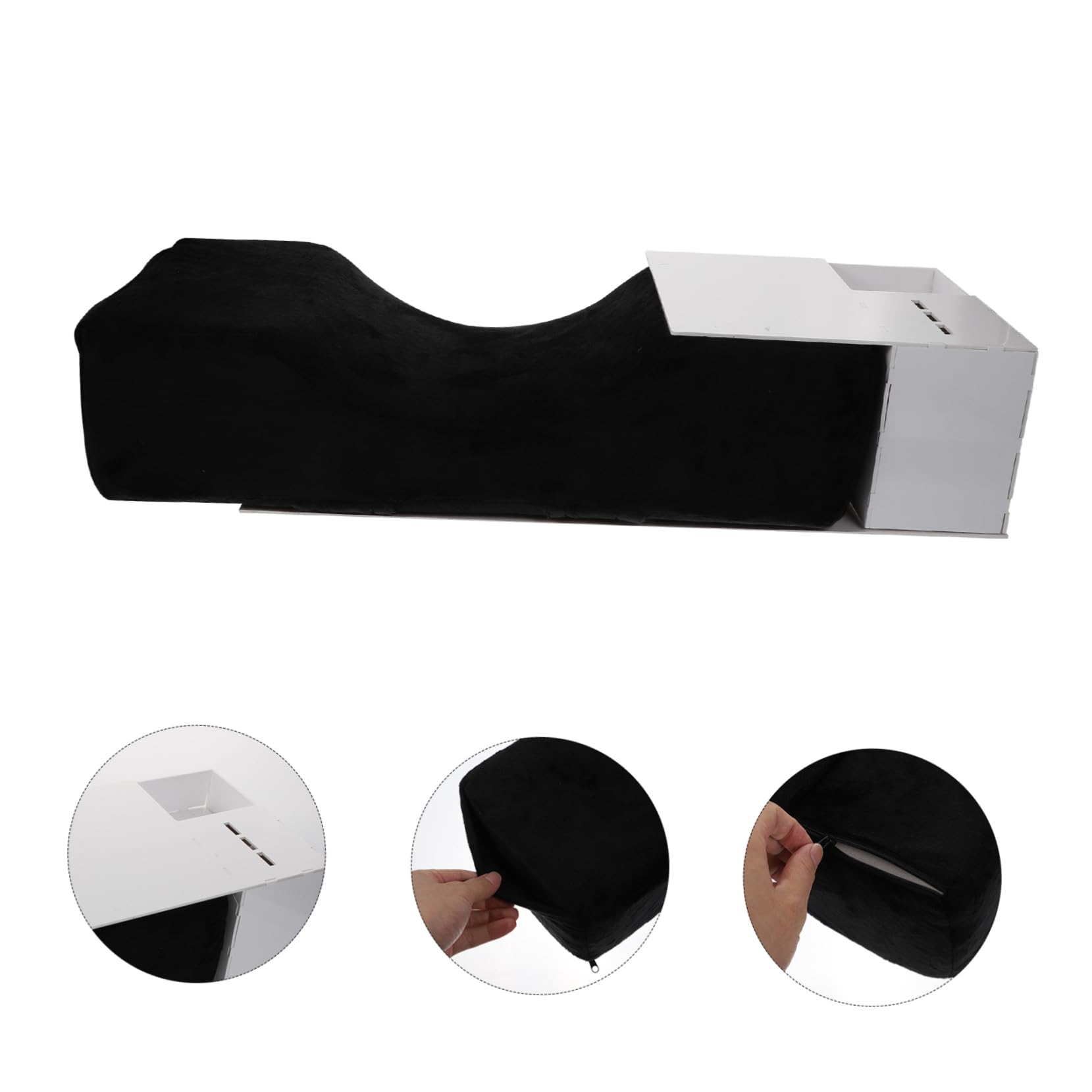 Cabilock Almohada para Injerto de Pestañas Negra de Flanela Acrílica | Soporte para Cabeza y Hombros, Diseño Ortopédico, Estiramiento Cervical, Uso en Salón Casa