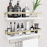 MZF Home Decor Floating Shelves, Wall Shelves with Towel Bar/Hooks, Bathroom Wall Decor, Floating Sh