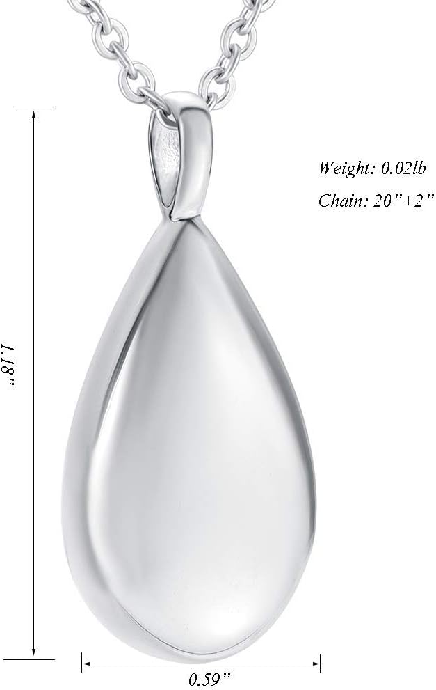 Engraved Teardrop Urn Necklace for Ashes Simple Cremation Urn Necklace Keepsakes Memorial Jewelry for Women Gift Cremation Jewelry for Loved One - Image 4