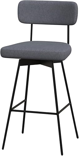 Miniatura 20 de COSTWAY Juego de 2 taburetes de bar, sillas tapizadas de altura de barra de 29 pulgadas con respaldo, sillas de bar giratorias de 360° con patas y