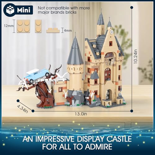 Image of Vziimo Magic Clock Tower Building Set, Creative Castle Mini Building Blocks Kit for Fans, Collectible Castle Model Toys Gifts for Adults Teens 14+ (1305PCS)