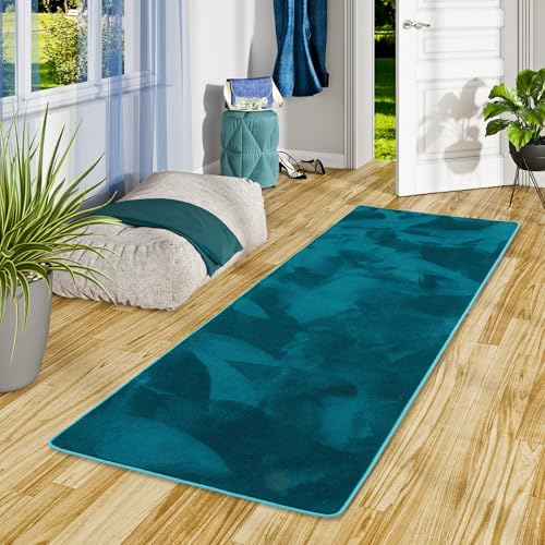 Snapstyle Hochflor Teppich Läufer Petrol, Super Soft & rutschfest, Perfekt für Flur, Wohnzimmer, Küche, Modernes Design, Pflegeleicht Snapstyle Hochflor Teppich Läufer Petrol, Super Soft & rutschfest, Perfekt für Flur, Wohnzimmer, Küche, Modernes Design, Pflegeleicht