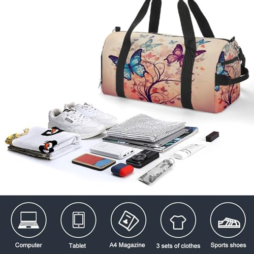 Colorful Butterfly Gym Bag Travel Duffel Bag Sports Tote Bag Workout Bag Weekender Bag for Women Men4