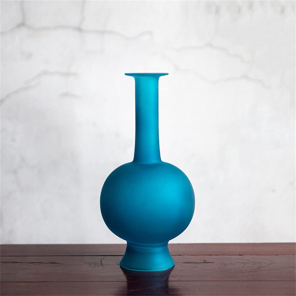 ZXZAX Frosted Blue Vase Zen Glaze Flower Device Flower Arrangement Clean Bottle Home Living Room Decorative Ornaments