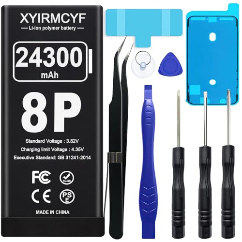 XYIRMCYF 24300mAh Super Capacity Battery Compatible with iPhone 8 Plus New 0 Cycle-Li-Polymer Replacement Battery for iPhone 8 Plus with Professional Repair Tool Kit