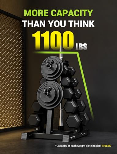 Image of YOLEO Dumbbell Rack, Adjustable & Compact Weight Rack for Dumbbell, Kettlebell, Barbell, Heavy Duty Weight Storage Organizer, Space-Saving Dumbbell Storage Stand Holder for Home Gym - 1100LBS Capacity (Rack Only)