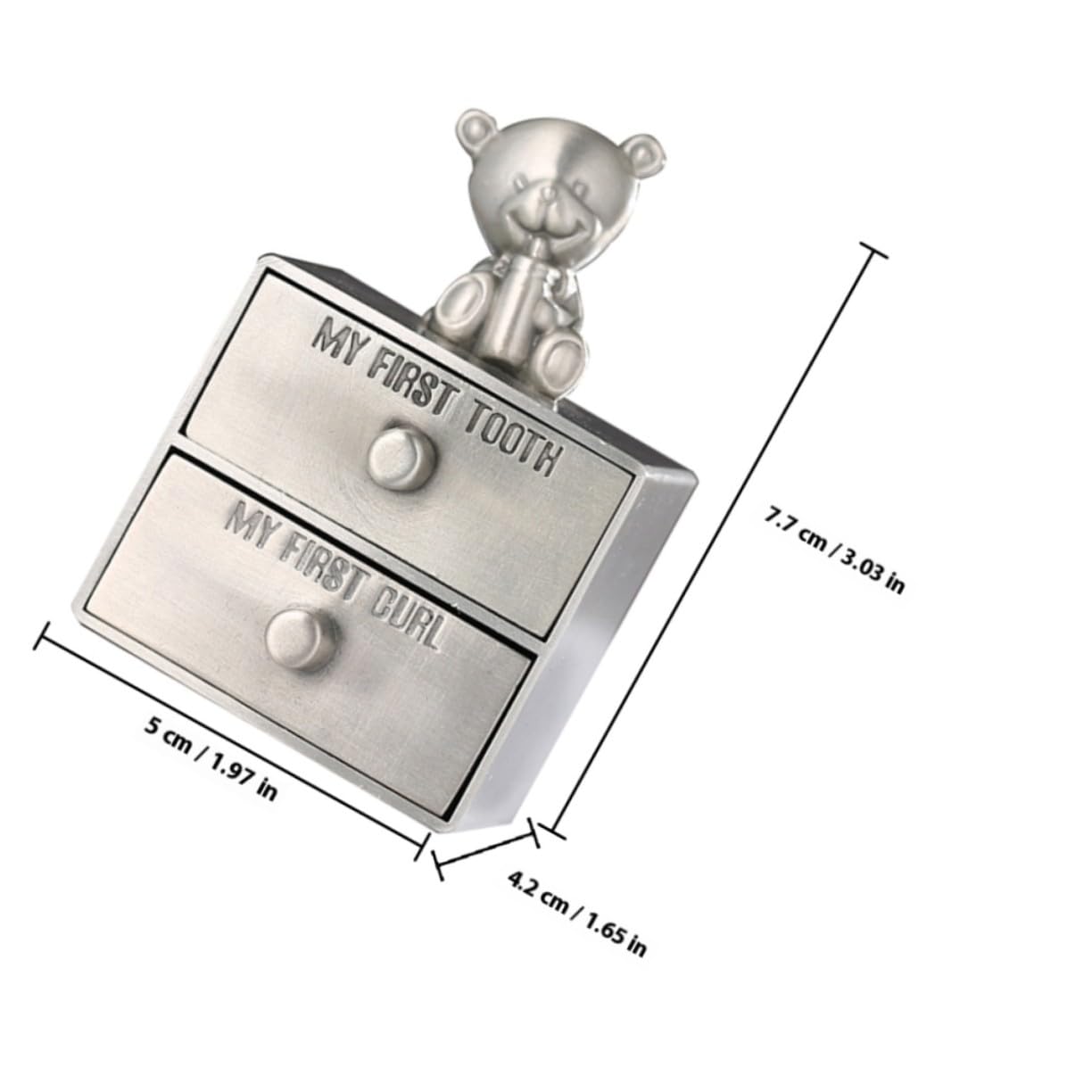 Caja de Recuerdos para Dientes de Leche Ñiño de Metal Resistente, 2 Piezas para Guardar y Proteger Primeros Dientes y Rizos como Obsequio Especial