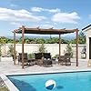 PURPLE LEAF 10 x 13 Outdoor Retractable Pergola with Shade Canopy Patio Metal Shelter for Garden Porch Pavilion Natural Wood Grain Frame Aluminum Gazebo Modern Backyard Grill Pergola Gray