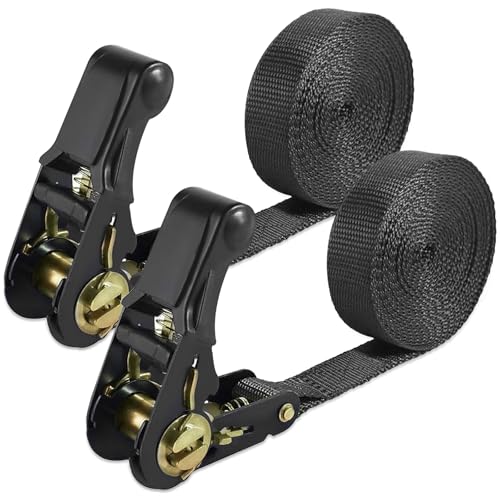 2 Piezas 800kg Cinchas de Amarre, Eslingas de Carga 2.5 cm x 4 M, Tensor de Carraca, Cinta de Amarre, Correas de Amarre Suaves Correa de Trinquete Todoterreno, Moto Carraca Tensoras Amarre