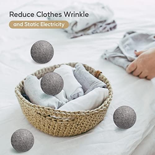 OrgaWise Wool Dryer Balls 4-Pack, Reuseable,Static reducing, 100% Organic New Zealand Wool Tumble Dryer Ball Wool Drying Balls, Natural Fabric Softener. (4 pack grey)