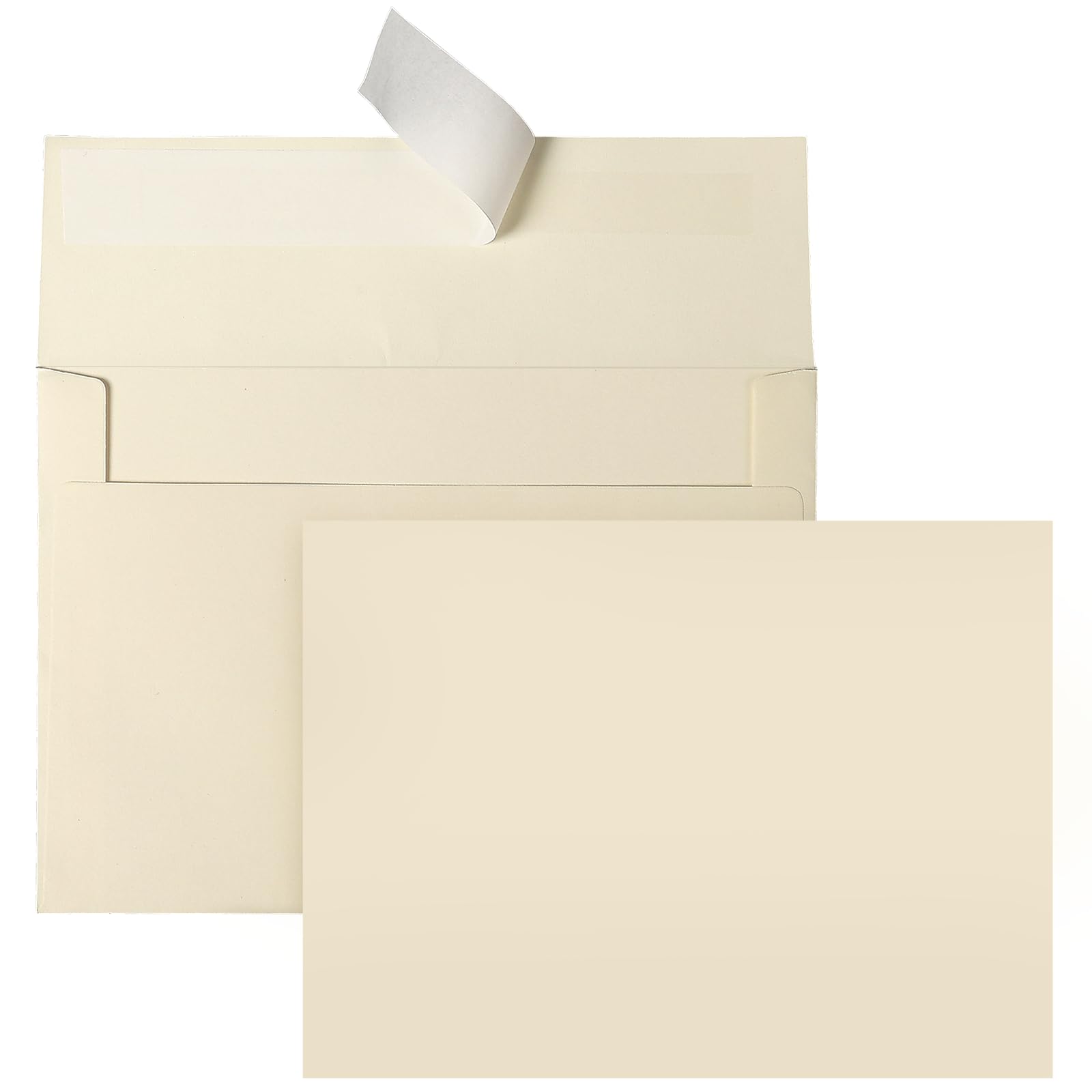 Ivory Blank Cards and Envelopes (Unfolded), Goefun 5x7 Flat Cream Cardstock and A7 Envelopes Self Seal 100 Pack for Wedding, Invitations, DIY Greeting